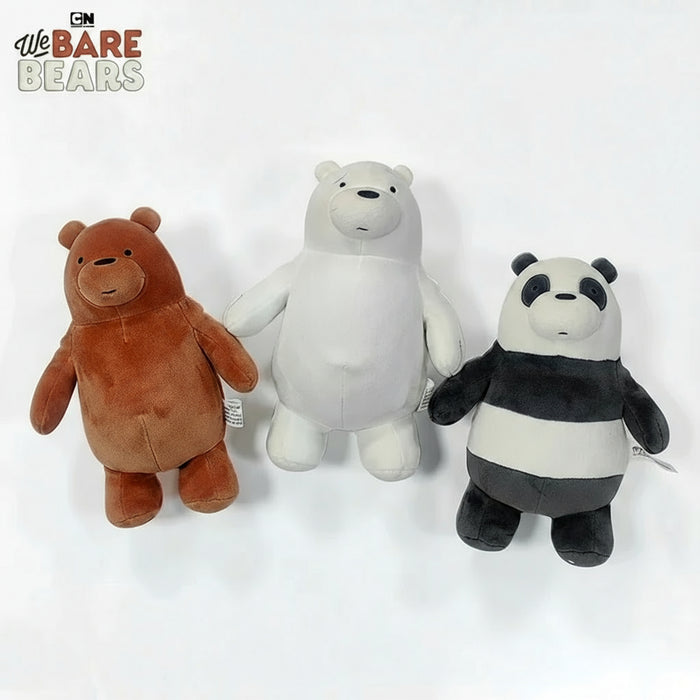 25cm We Bare Bears Plush Toys - Grizzly, Panda, Ice Bear Three Brother Bears Stuffed Dolls On Sale