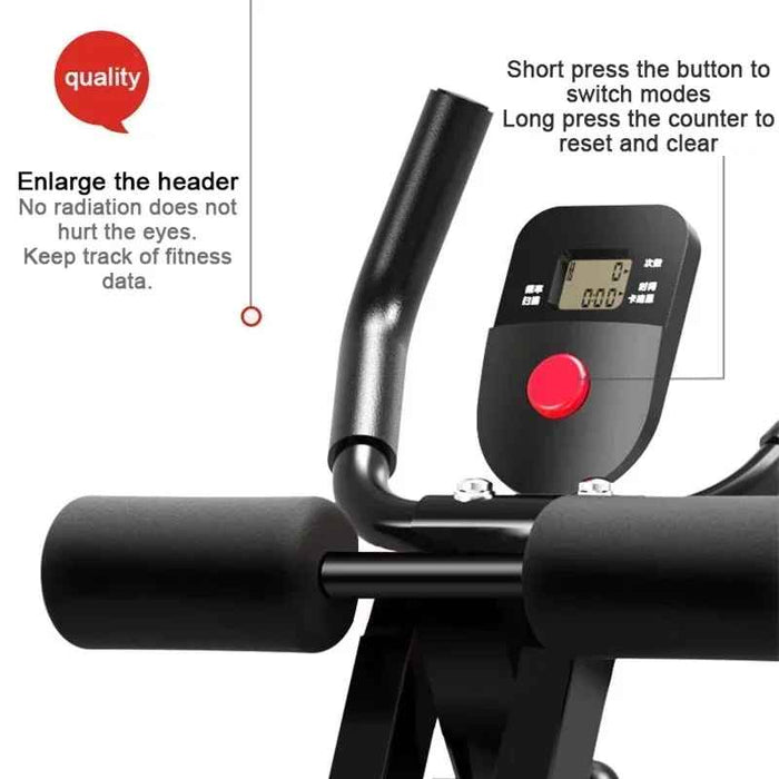Height Adjustable Foldable Ab Exercise Machine with LCD Monitor, Single Track Core Trainer for Home Gym On Sale