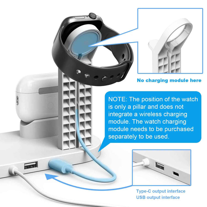 Qi-compatible Multi-device Wireless Charging Station With Smartphone, Smartwatch Holder and Earbud Charging Support On Sale