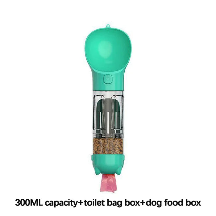 4-In-1 Multifunctional 300L Turquoise Pet Water Bottle With Food Feeder, Waste Bag, And Poop Shovel On Sale
