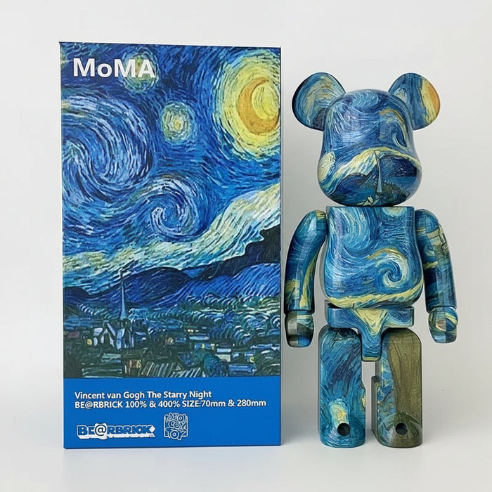 400% Vincent Van Gogh Paintings Museum Series The Starry Night Bear Statuette Pop Art Decor Collection On Sale