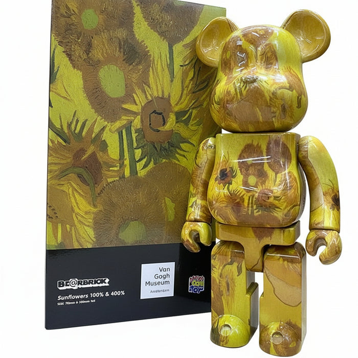 400% Vincent Van Gogh Paintings Museum Series Vase with Fifteen Sunflowers Bear Statuette Pop Art Decor Collection On Sale