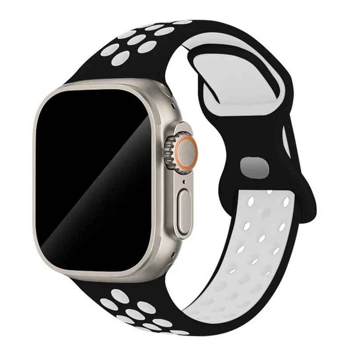 Black White Athletic Sport Silicone Watch Band for Apple Watch On Sale