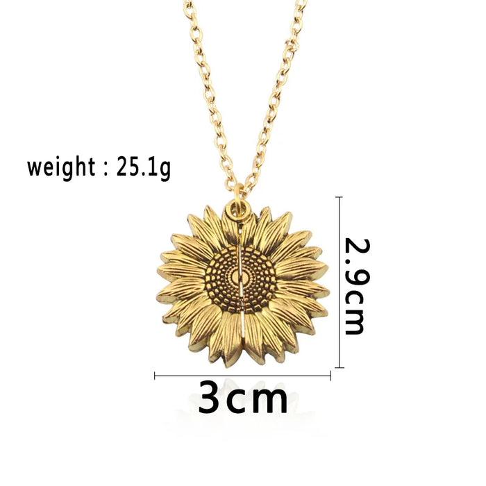 Positive Message Sunflower Open Locket Pendant Necklace On Sale