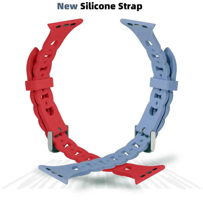 O-Ring Silicone Chain Link Bracelets For Apple Watch Band 38mm, 40mm, 41mm, 42mm, 44mm, 45mm, 46mm, 49mm On Sale