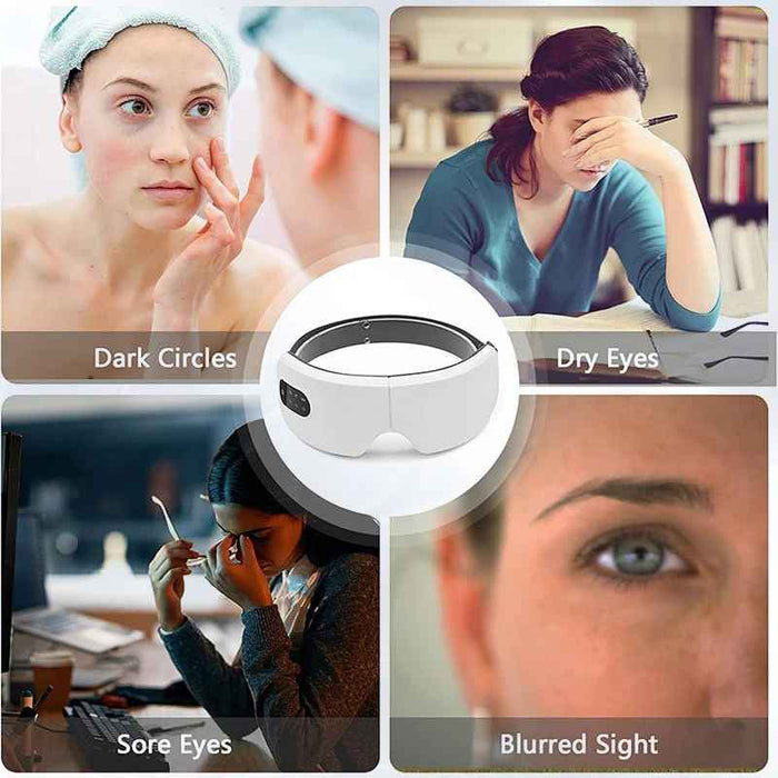 Foldable 4D Smart Eye Massager With Heat Compression Bluetooth Music Function On Sale