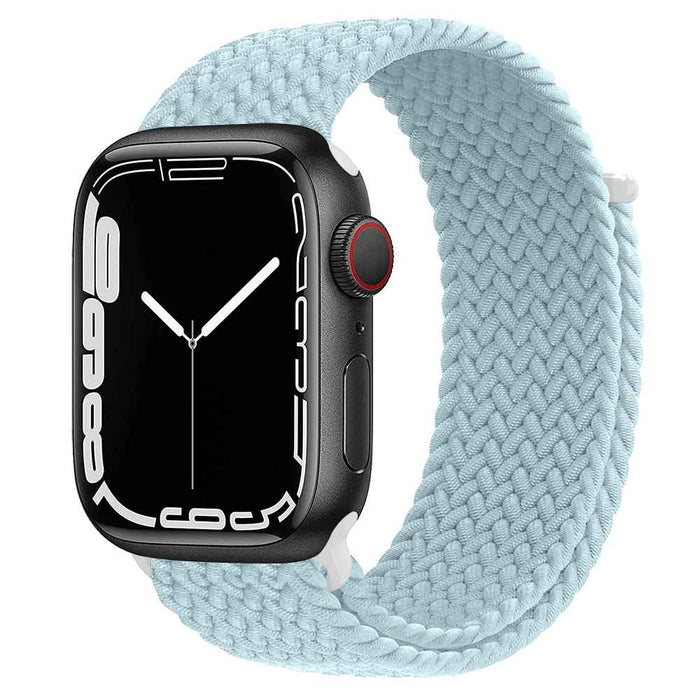 Light Blue Braided Stretch Watch Band For Apple Watch 38mm, 40mm, 41mm, 42mm, 44mm, 45mm, 46mm, 49mm On Sale