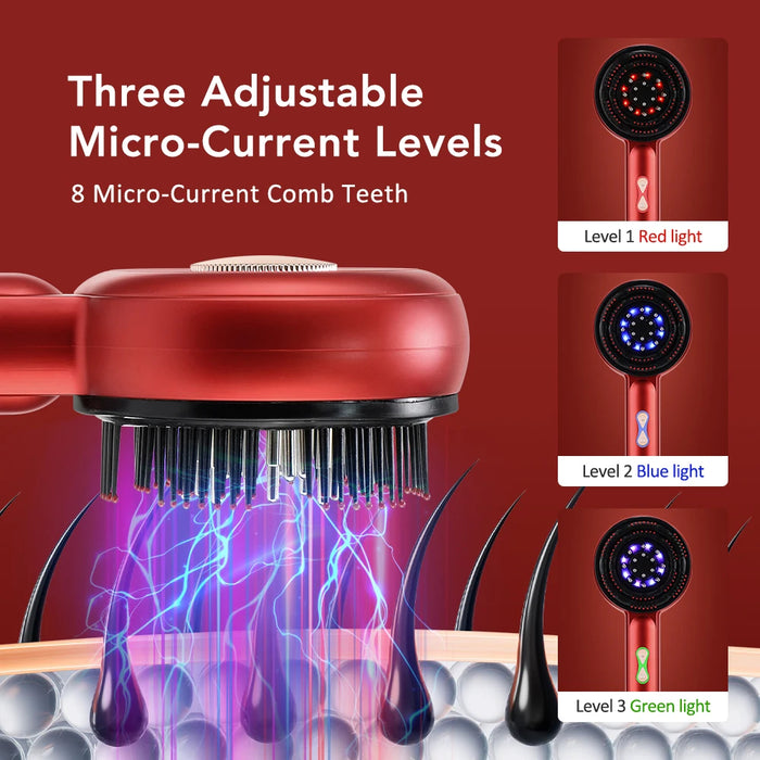 Red Light Scalp Massager Comb with Vibration and Serum Applicator – 3 Modes Rechargeable Hair Care Brush On Sale