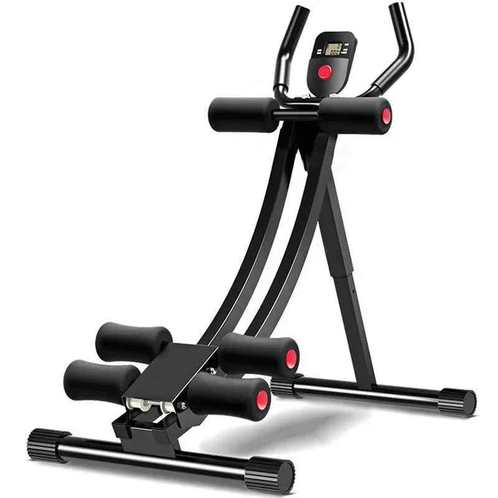 Height Adjustable Foldable Ab Exercise Machine with LCD Monitor, Single Track Core Trainer for Home Gym On Sale