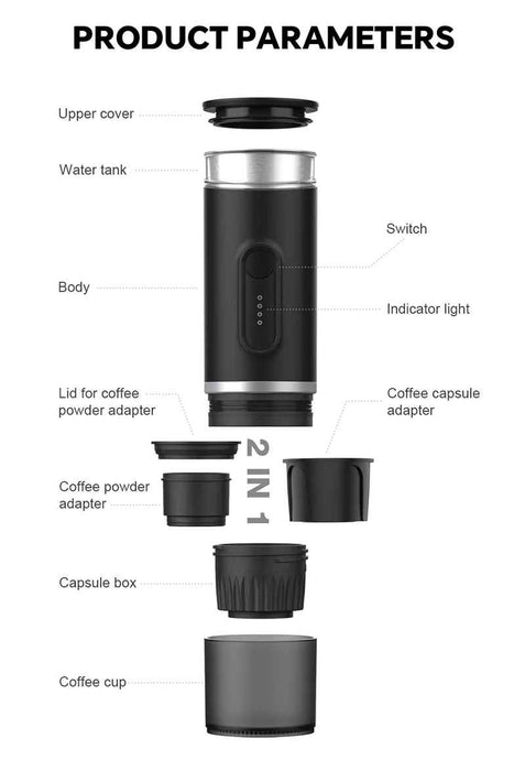 Automatic Heating Portable Black Coffee Maker – 2-in-1 Capsule Ground Coffee with 15-Bar Pressure On Sale