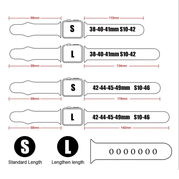 Size Chart For Apple iWatch Bands