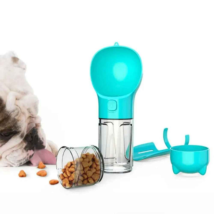 4-In-1 Multifunctional 300MLYellow Pet Water Bottle With Food Feeder, Waste Bag, And Poop Shovel On Sale