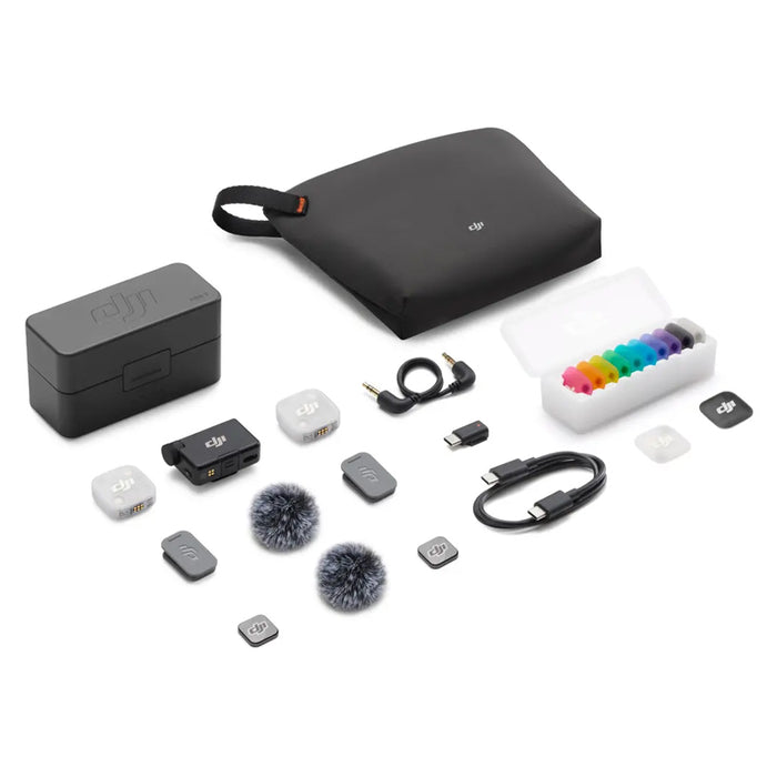 DJI Mic Mini (2TX 1 RX), 8 Multi-color magnetic font covers, and charging case On Sale