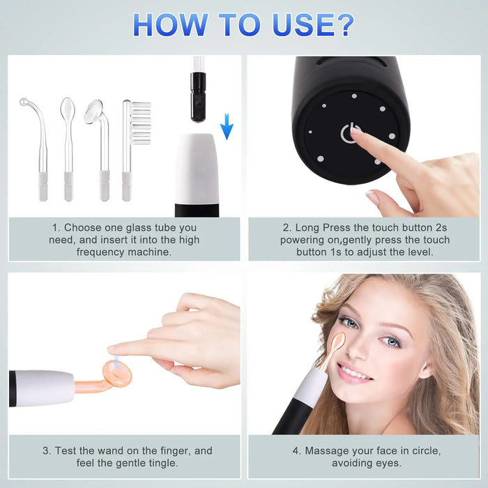 4 in 1 Portable High Frequency Electrotherapy Skin Care Wand On Sale