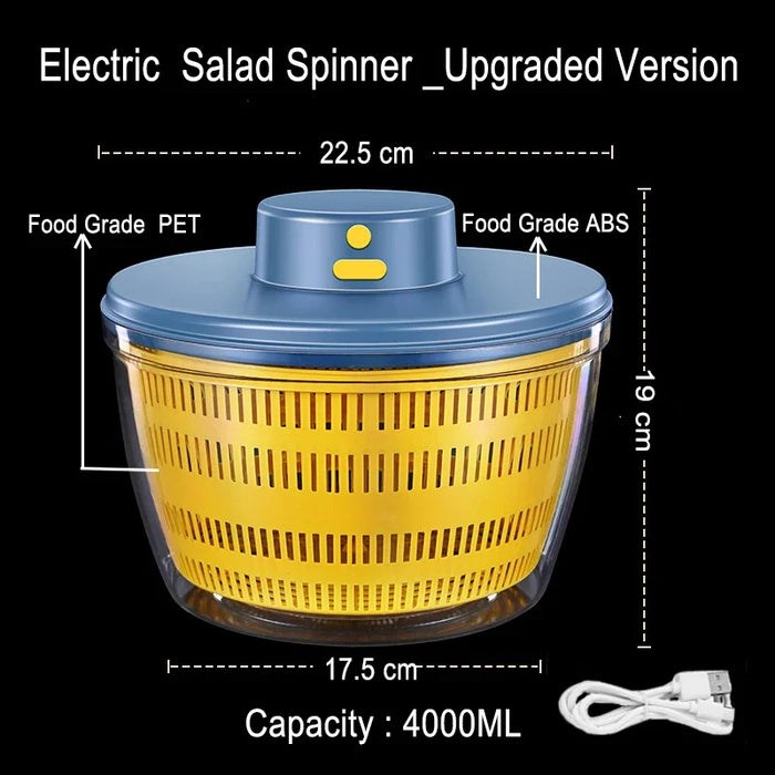 Electric Salad Spinner and Vegetable Dryer USB Rechargeable, Quick-Dry Kitchen Essential On Sale