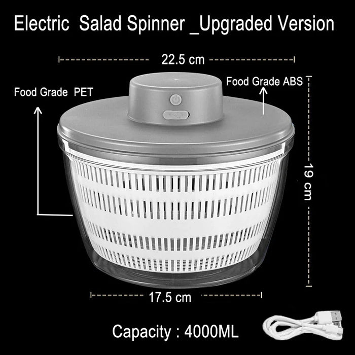Electric Salad Spinner and Vegetable Dryer USB Rechargeable, Quick-Dry Kitchen Essential On Sale