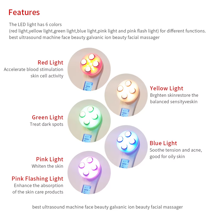 Ultrasonic LED Photon Facial Mesotherapy Electroporation RF Radio Frequency Massager Beauty Device On Sale
