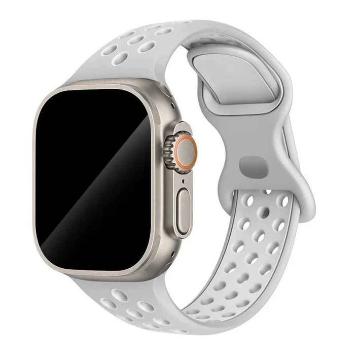 Light Gray White Athletic Sport Silicone Watch Band for Apple Watch On Sale