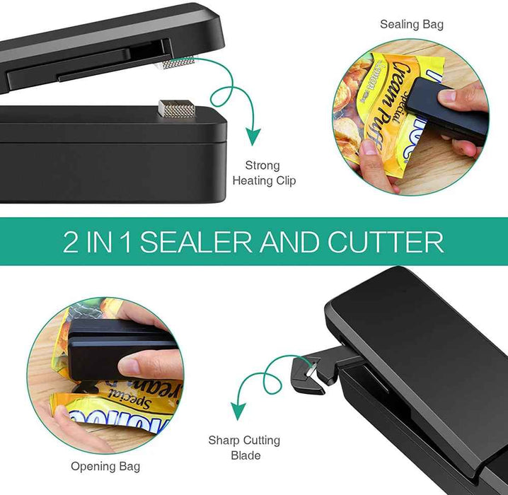 Rechargeable 2-in-1 Mini Snack Bag Heat Sealing Machine With Bag Cutter On Sale