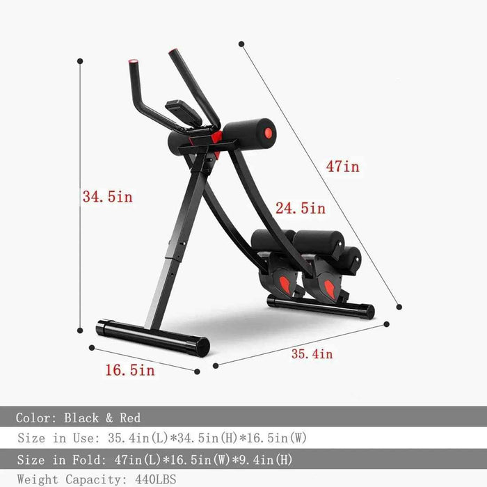 Size of Height Adjustable Foldable Ab Exercise Machine with LCD Monitor, Dual Track Core Trainer for Home Gym