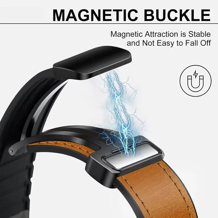 Genuine Leather Magnetic Buckle Watch Band For Apple Watch Series On Sale