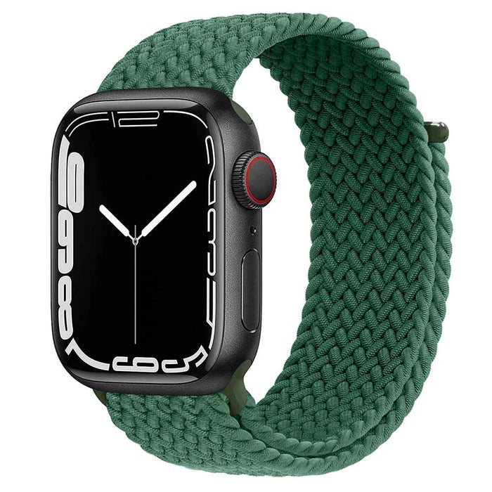 Ink Green Braided Stretch Watch Band For Apple Watch 38mm, 40mm, 41mm, 42mm, 44mm, 45mm, 46mm, 49mm On Sale