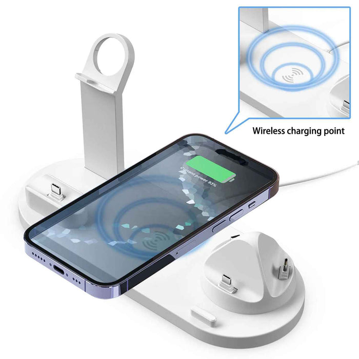 Qi-compatible Multi-device Wireless Charging Station With Smartphone, Smartwatch Holder and Earbud Charging Support On Sale