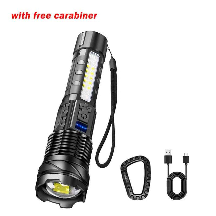 LED Zoomable Handheld Flashlight For Outdoors Included A Free Carabiner On Sale
