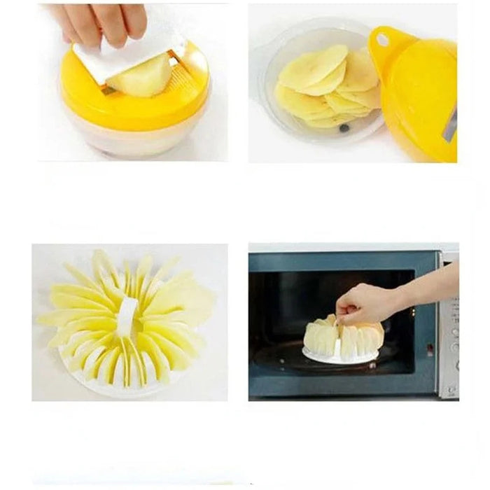 Healthy Oil-Free Microwave Potato Chips Maker – DIY Crispy Snack with sauce Trays On Sale