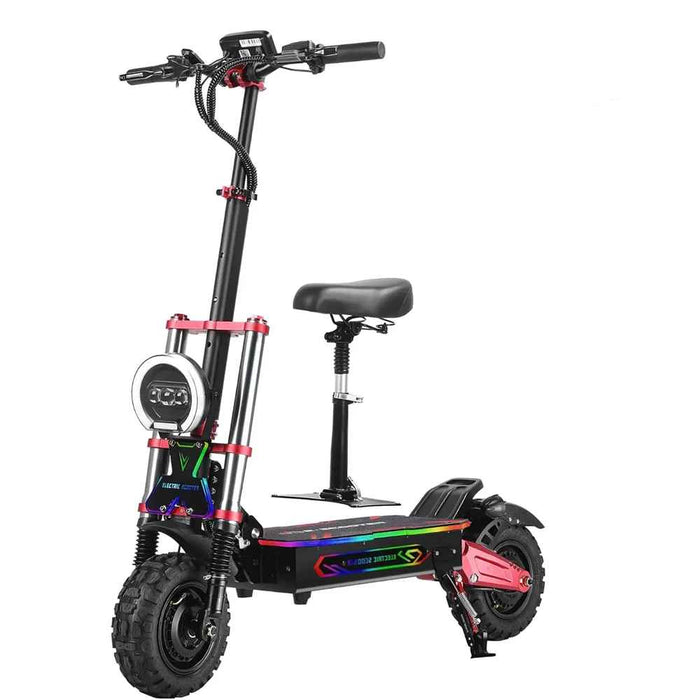 Foldable Off-road Tires Two-wheel Electric Scooter 6000W Motor 60V 38Ah With RGB Colour Lights, Shock Absorption and Smart App Control On Sale