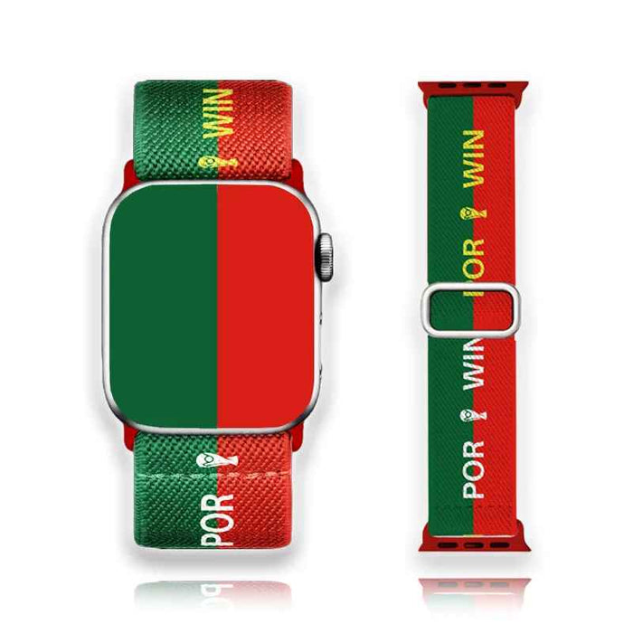 Portugal flag soccer series nylon stretch adjustable watch band compatible with Apple Watch 38mm-49mm On Sale
