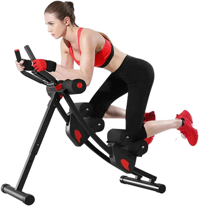 Height Adjustable Foldable Ab Exercise Machine with LCD Monitor, Dual Track Core Trainer for Home Gym On Sale