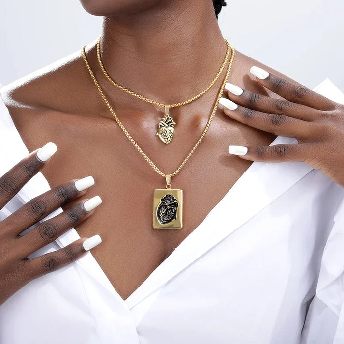 Gold Heart Puzzle Couple Necklace On Sale