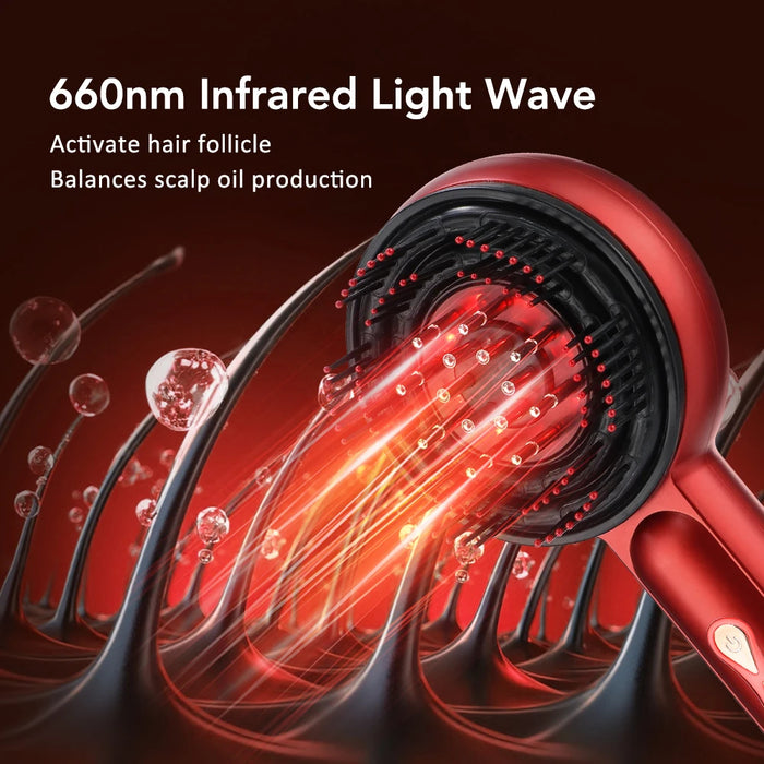 Red Light Scalp Massager Comb with Vibration and Serum Applicator – 3 Modes Rechargeable Hair Care Brush On Sale