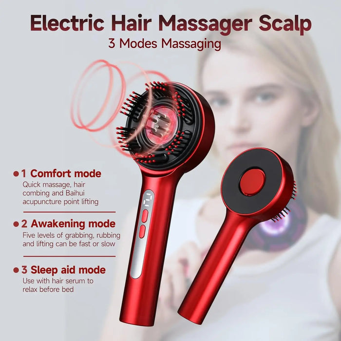 Red Light Scalp Massager Comb with Vibration and Serum Applicator – 3 Modes Rechargeable Hair Care Brush On Sale