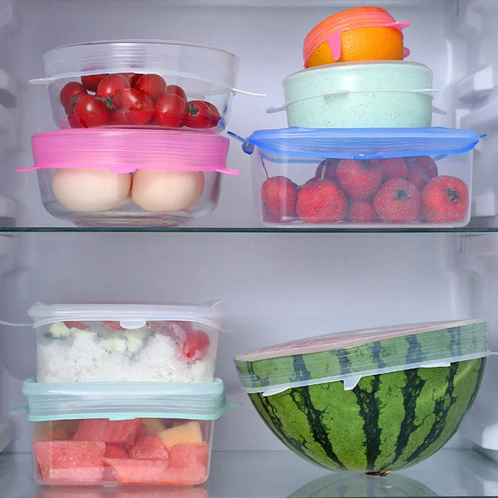 6 Pieces Per Set Reusable Silicone Stretch Lids – Airtight Food Cover Set for Bowls, Fruits and Containers On Sale