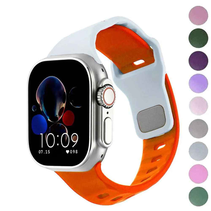 Two-Tone Irregular Shape Adjustable Silicone Sporty Watch Band Compatible with Apple Watch 38mm–49mm On Sale | Replacement Watch Band Compatible with Apple Watch Series 1–11, SE & Ultra 