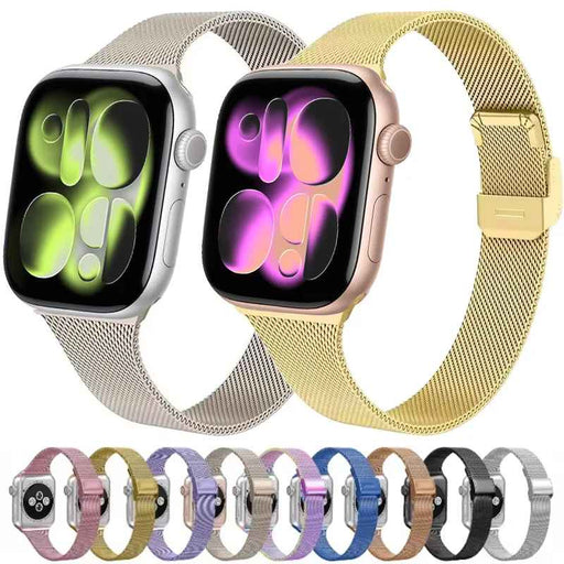 Slim Stainless Steel Mesh Adjustable Watch Band for Apple Watch Series 11, 10, 9, 8, 7, SE, 6, 5, 4, 3 and Ultra On Sale