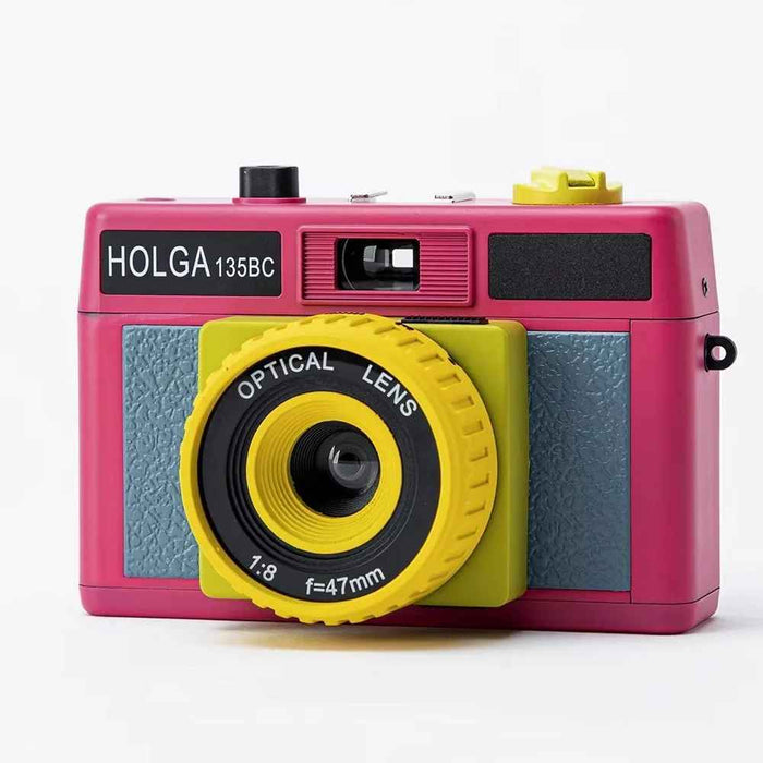 Rose Red HOLGA 135 BC Retro 35 mm Film Camera With Light Leak Effect Dark Angle Front View Bulb Mode Shutter Detail﻿ On Sale