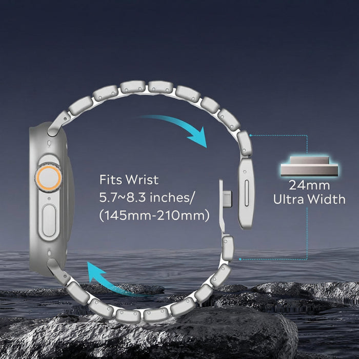 Luminous Magnetic Titanium-style Watch Band Compatible With Apple Watch Series On Sale