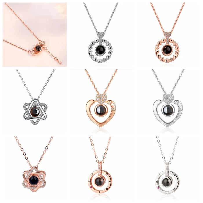 I Love You in 100 Languages Projection Necklace Pendant On Sale