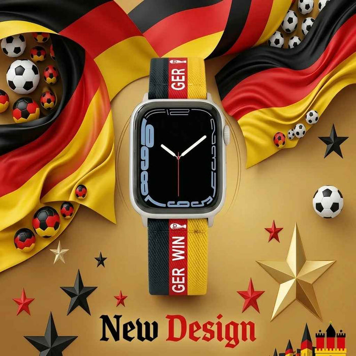 Germany flag soccer series nylon stretch adjustable watch band compatible with Apple Watch 38mm-49mm On Sale