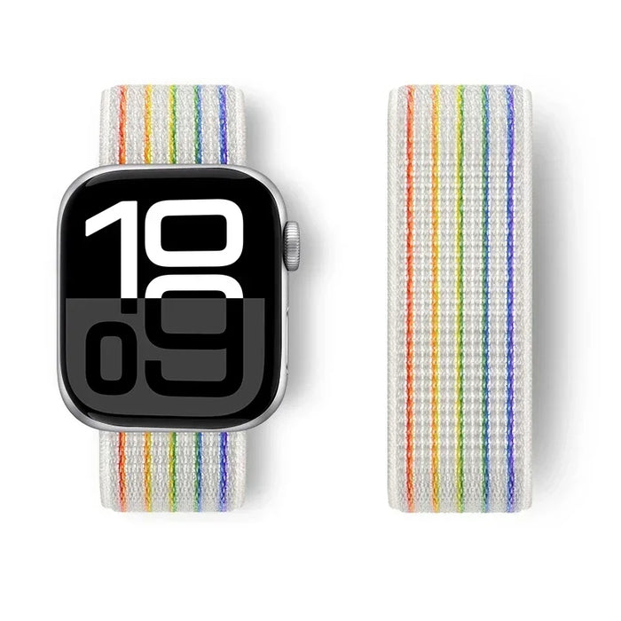 77 Rainbow Styles Nylon Watch Straps For Apple Watch 40mm, 41mm, 42mm, 44 mm, 45mm, 46mm, 49mm On Sale