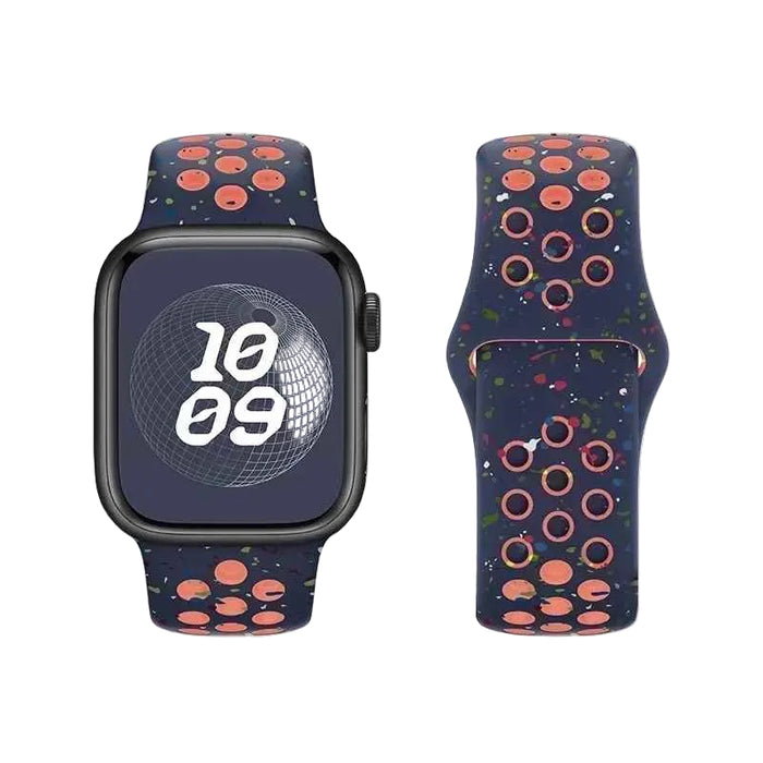 Orange Flame Blue Athletic Sport Silicone Watch Band for Apple Watch On Sale