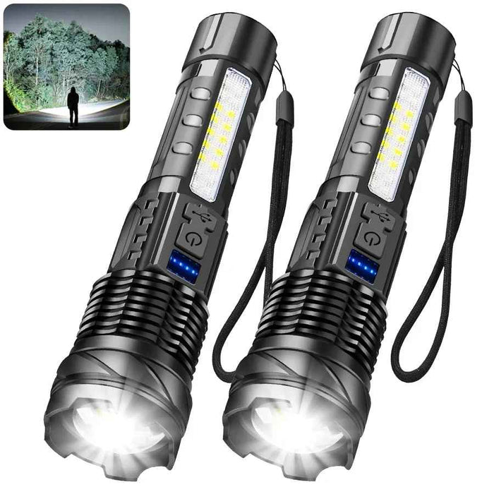 2 LED Zoomable Handheld Flashlights For Outdoors On Sale