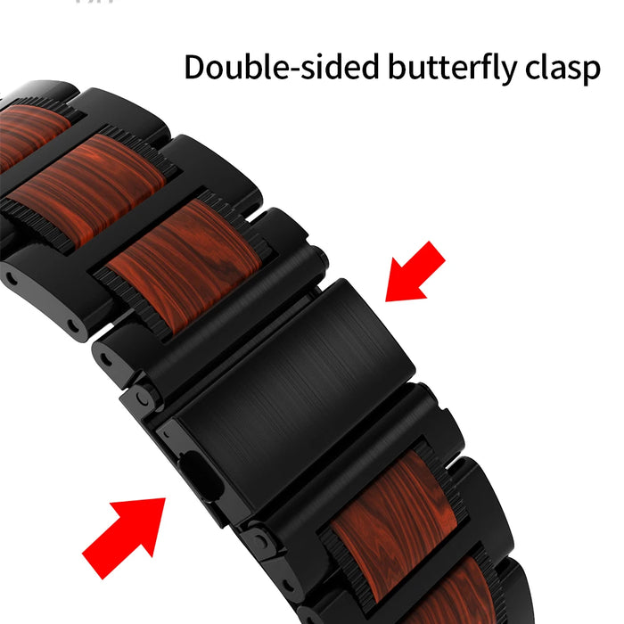 Top 316L Stainless Steel Metal And Natural Red Sandalwood Watch Band For Apple Watch Series On Sale