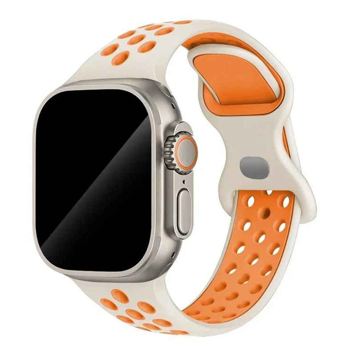 Starlight Orange Athletic Sport Silicone Watch Band for Apple Watch On Sale