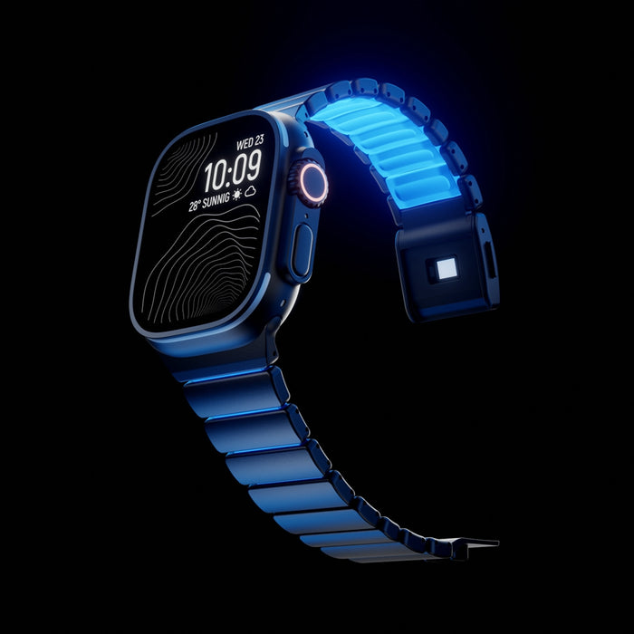 Black Luminous Magnetic Titanium-style Watch Band Compatible With Apple Watch Series On Sale