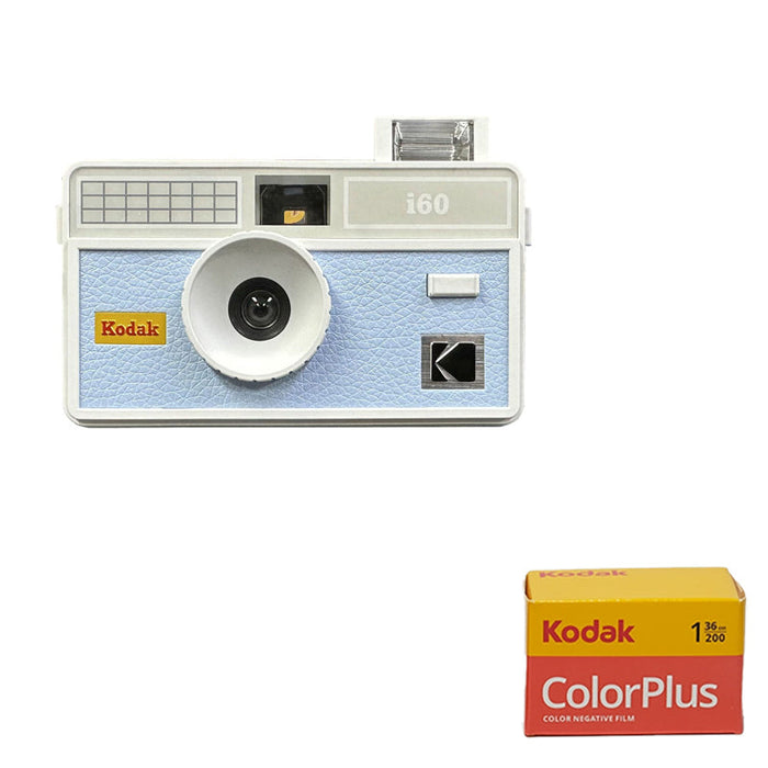 Blue Kodak i60 Reusable 35mm Film Camera Built in Flash and two Color Plus 200 Roll Film On Sale