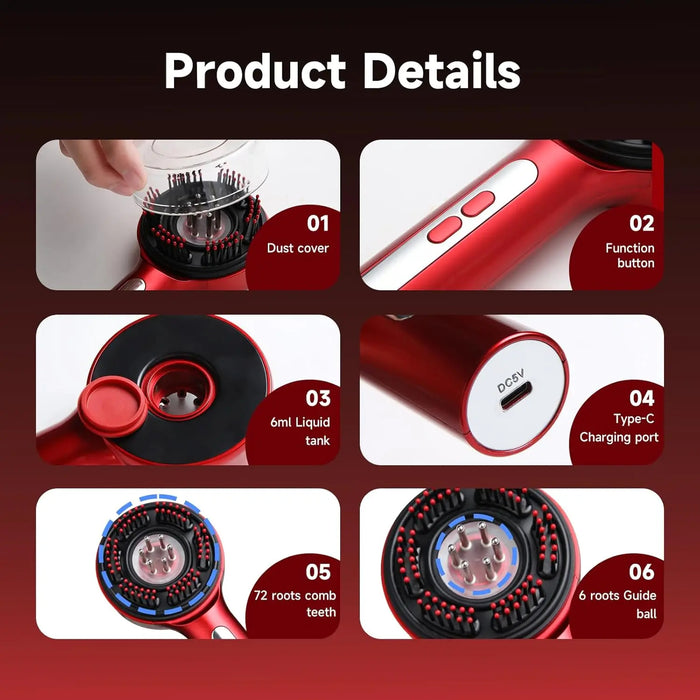 Red Light Scalp Massager Comb with Vibration and Serum Applicator – 3 Modes Rechargeable Hair Care Brush On Sale